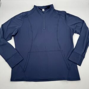 Yogalicious Nude Tech Hills Half Zip Jacket Pullover Mens‎ 2XL Navy Thumbholes